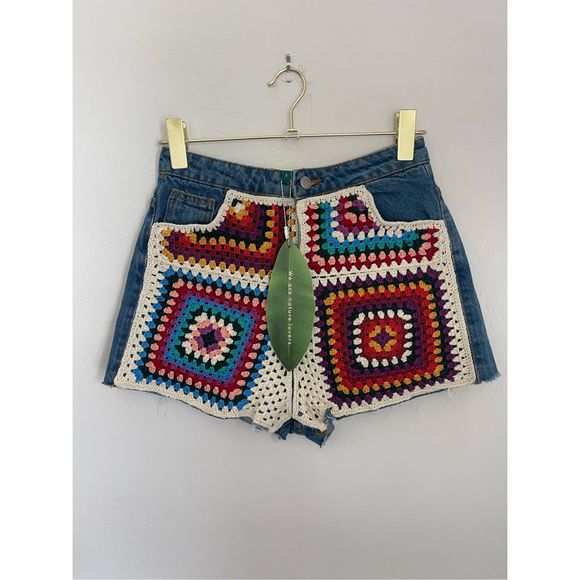 FARM RIO Boho/Bohemian Crochet Jean Shorts Size Small NWT